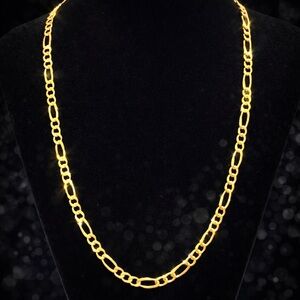 18k Gold Technibond Diamond cut figaro link necklace statement vintage Men’s HSN